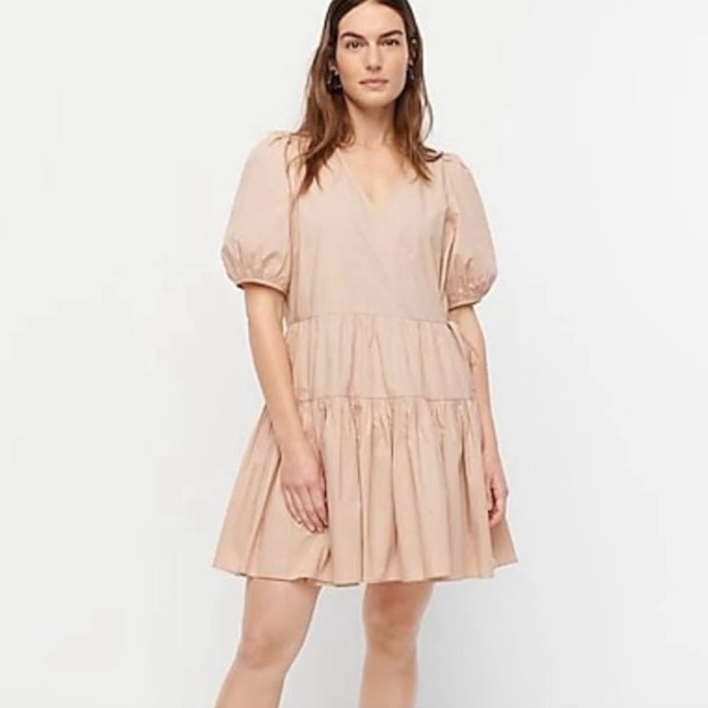 J.Crew puff sleeve cotton poplin wrap dress SZ XXS